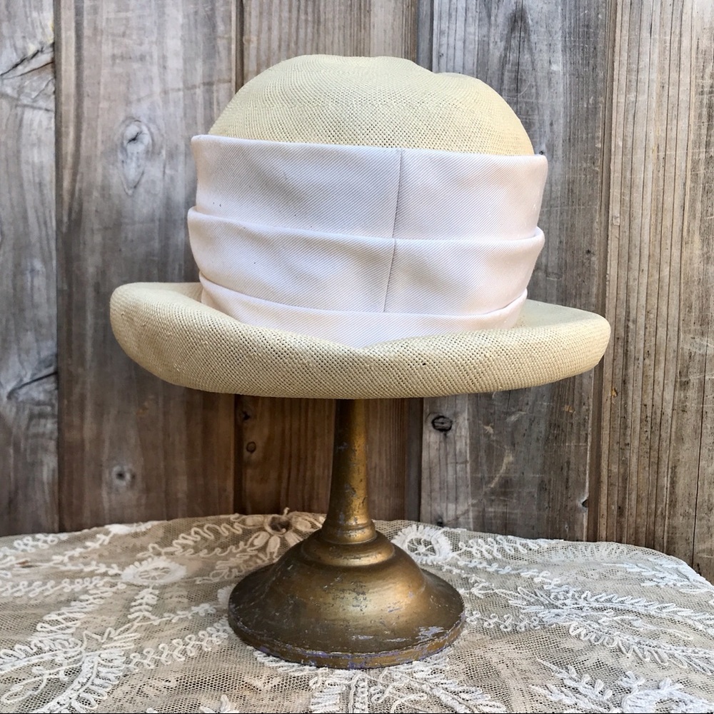 Vintage Straw Hat Michael Terre 1960s - Picture 3 of 11